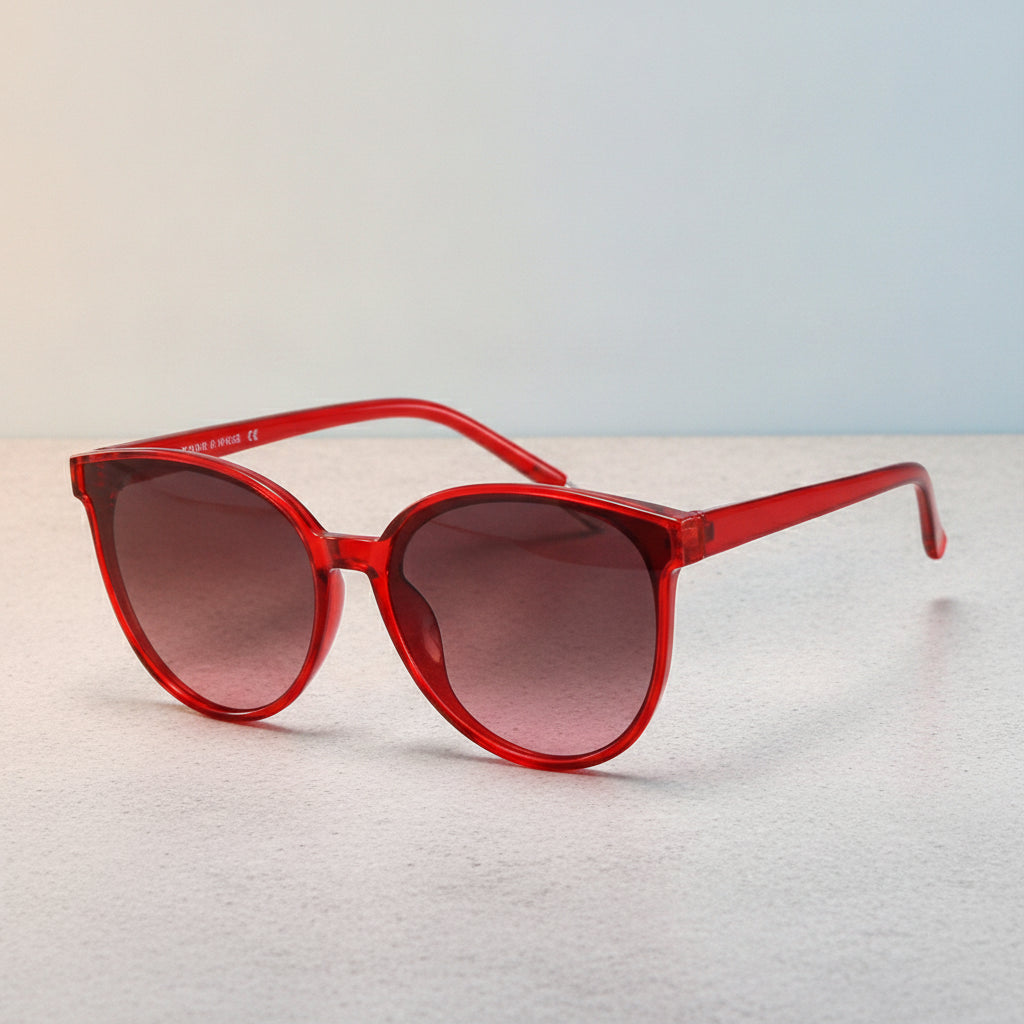 Adult Ladies Cat Eye Sunglasses with AC Lenses PC Frame for Personalized Universal Style, in Red / Red Gradient