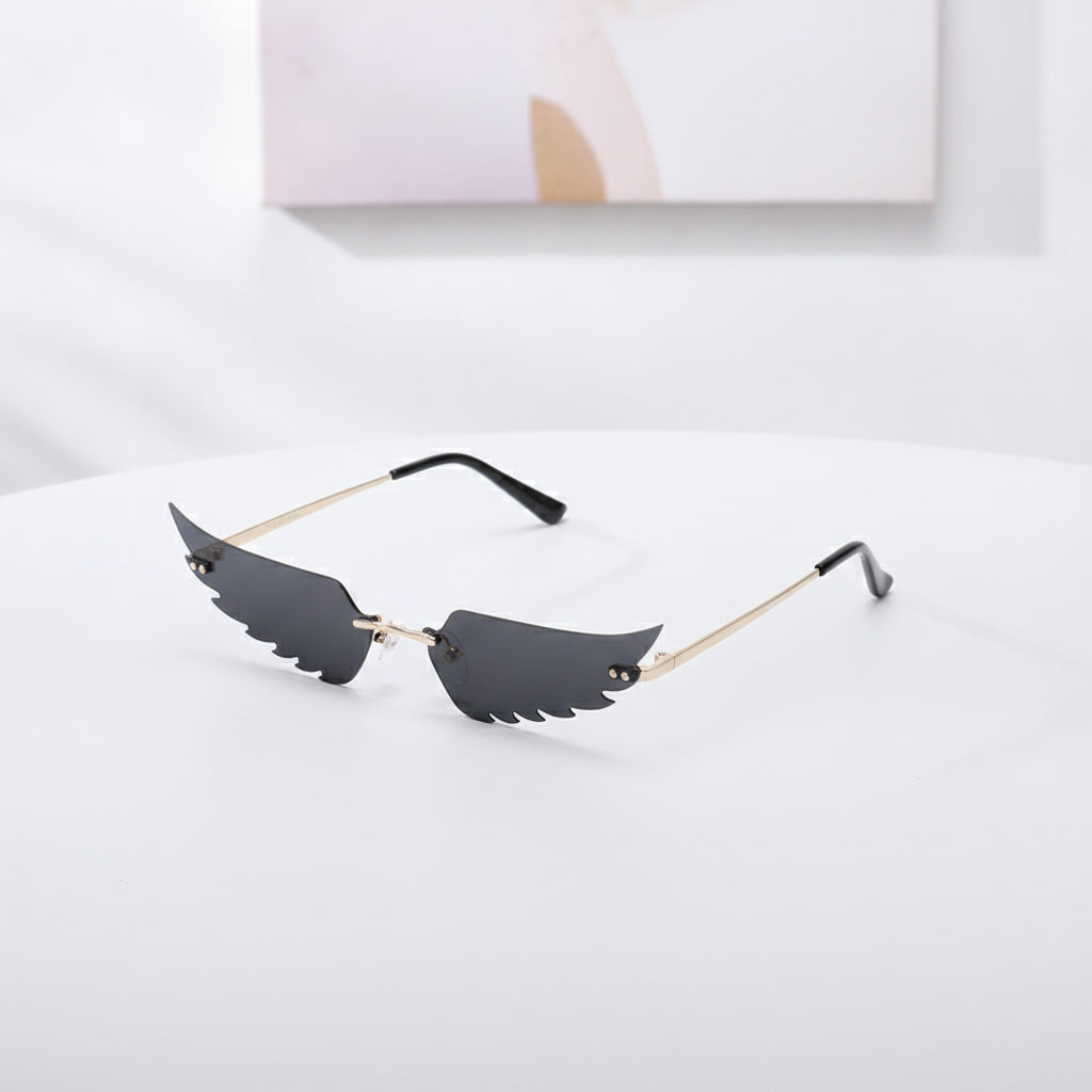 Colorful Rimless Cat Eye Sunglasses for Women Gold PC Frame and PC Lenses