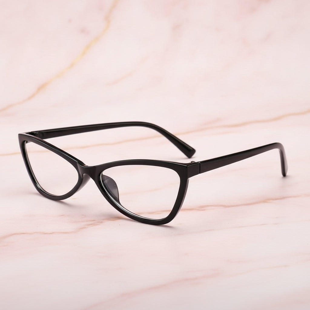 Chic Iconic Cat Eye Fashion Sunglasses with AC Lenses for Modern Everyday Style, in Black frame transparent film