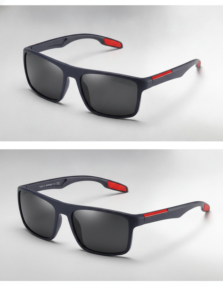 Men's Polarized Rectangular Sunglasses TAC Lenses UV400 TR90 Frame Sports Driving Outdoor, in Sand blue
