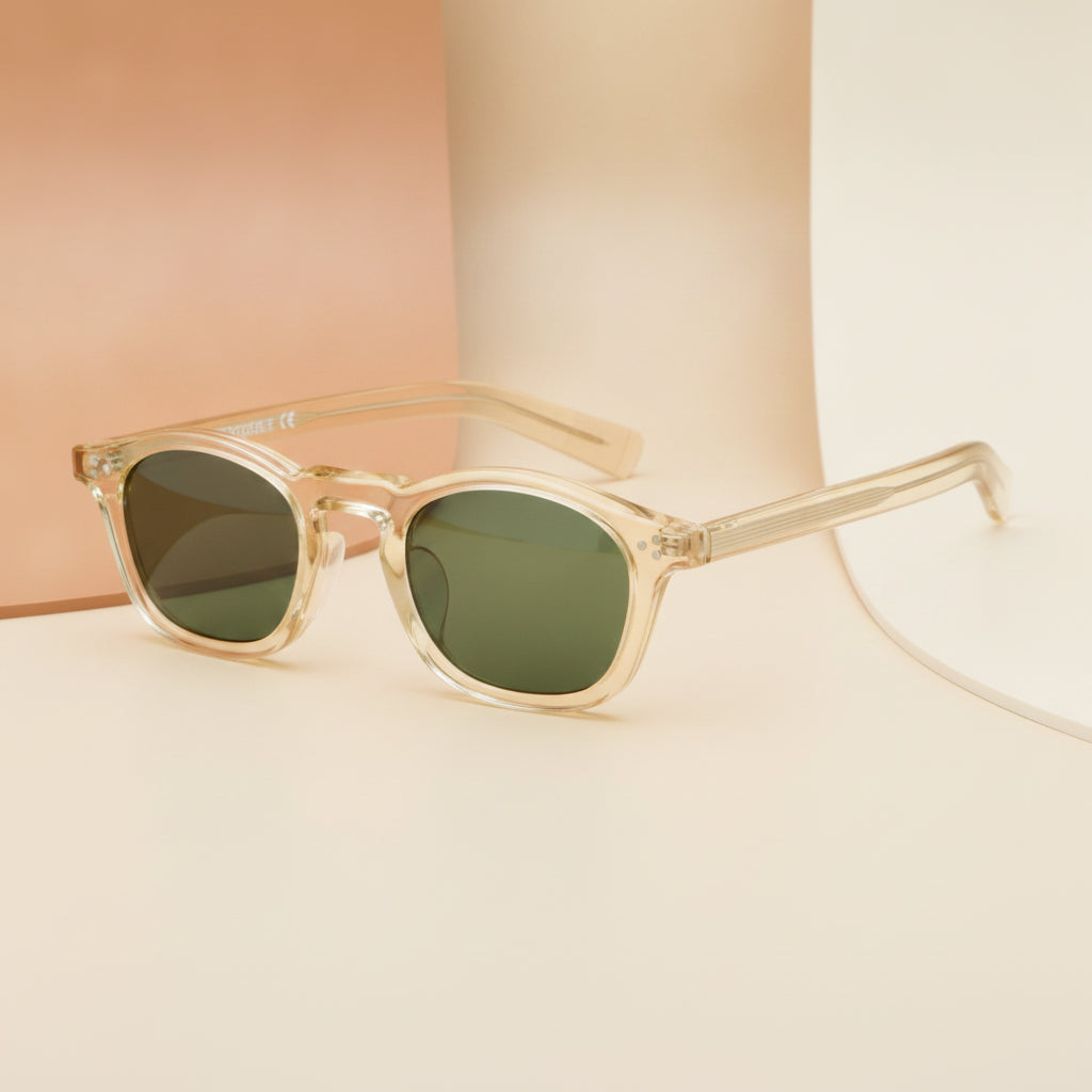 Vintage Fashion Advanced Rectangular Clear Frame Sunglasses for Street Shooting