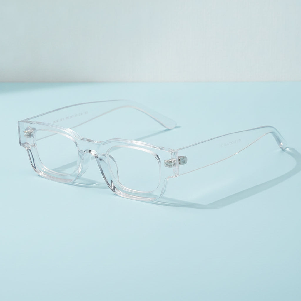 Men's Retro Small Frame Square Sunglasses Essential UV400 Protection AC Lens PC Frame, in Transparent clear
