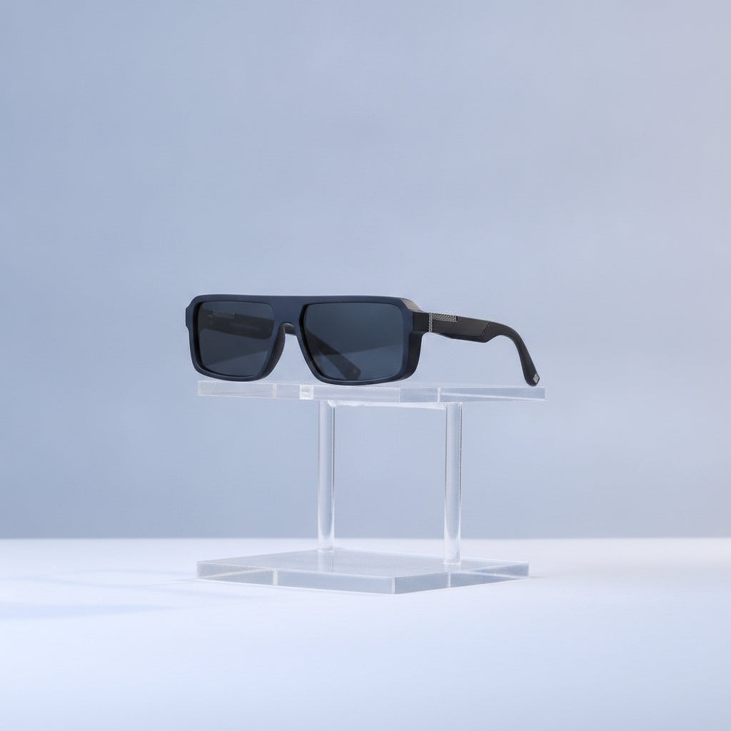 Men's Black Polarized Rectangular Oversized Sunglasses UV Protection Outdoor Fashion