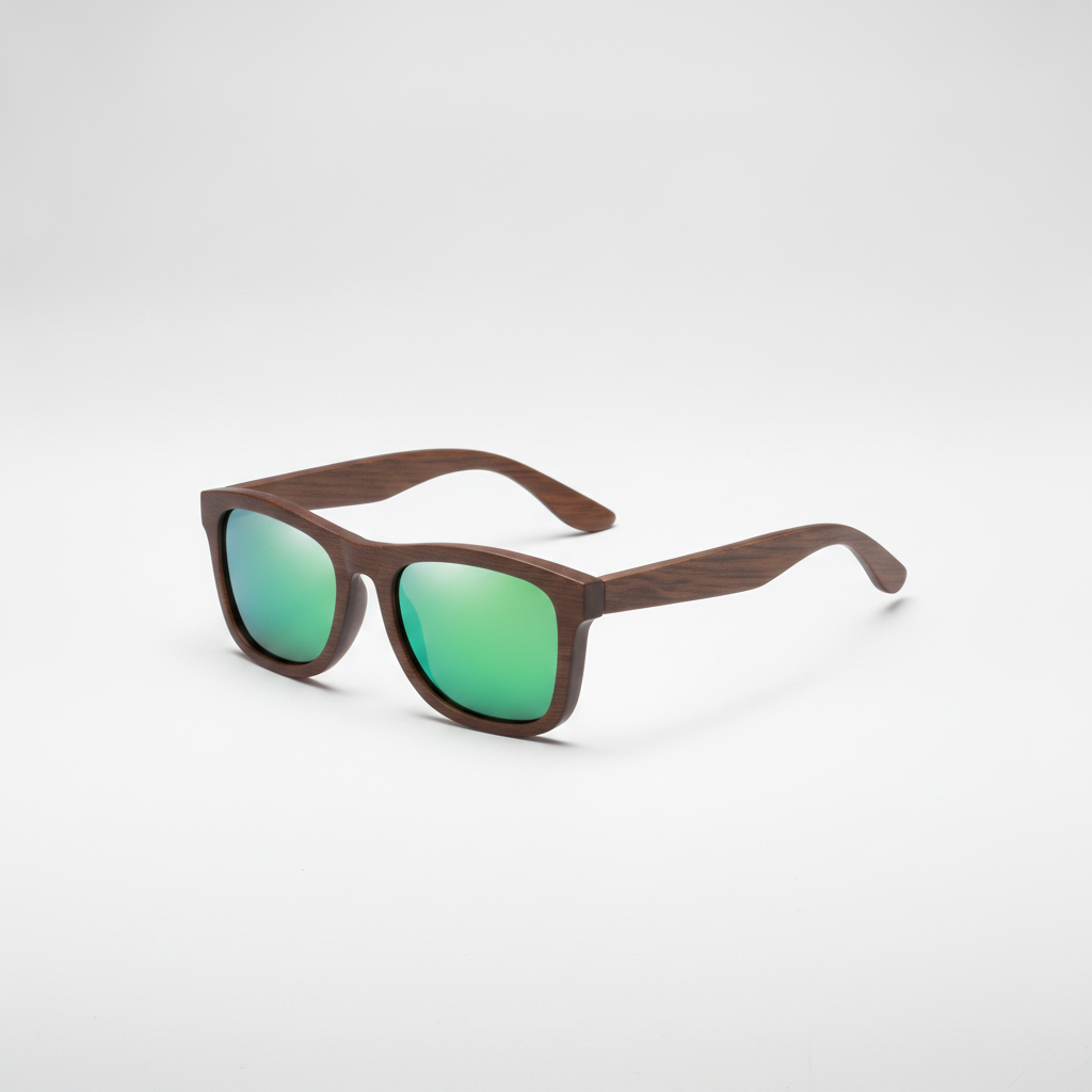Retro Universal Wayfarer Sunglasses Bamboo Wood Polarized TAC UV400, in Green set
