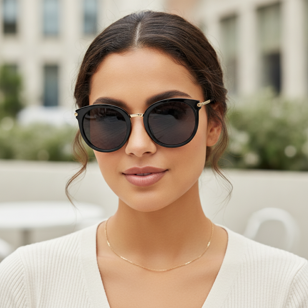 Retro Cat Eye Sunglasses for Women with Black Frames and Mirrored Lenses