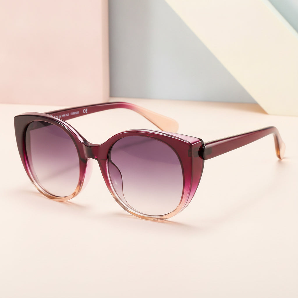 Cat Eye Sunglasses Black Oversized UV400 PC Frame Gradient Lenses for Men and Women