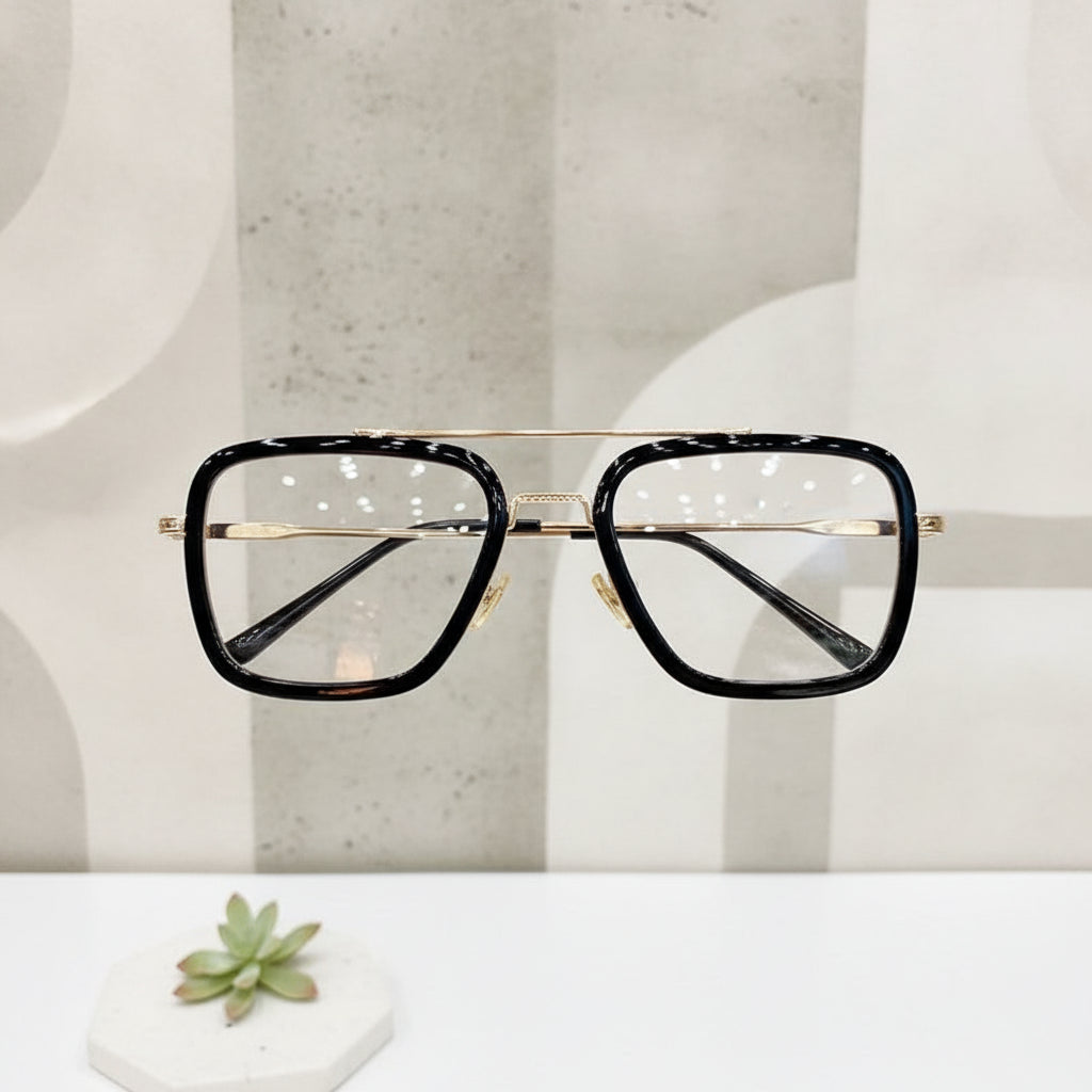 Retro Square Oversized Sunglasses for Men and Women with UV400 Protection PC Lenses Metal Frame, in Golden