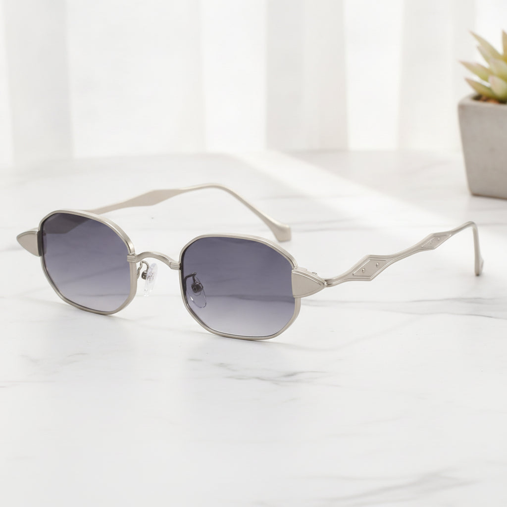 Rectangular Plastic Retro Sunglasses Gold Frame Business All-Matching For Men And Women Sun Protection