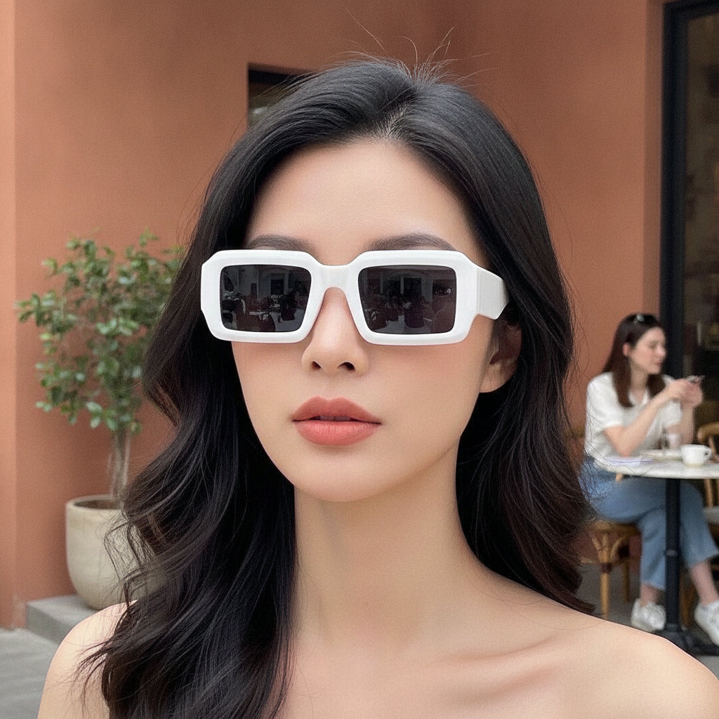 Rectangular Oversized PC Sunglasses Tortoiseshell Brown Unisex Fashion Outdoor Sports
