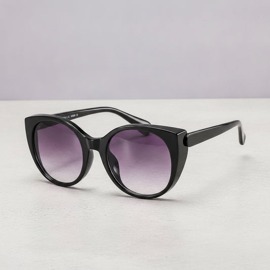 Cat Eye Sunglasses Black Oversized UV400 PC Frame Gradient Lenses for Men and Women, in Black / Purple Gradient
