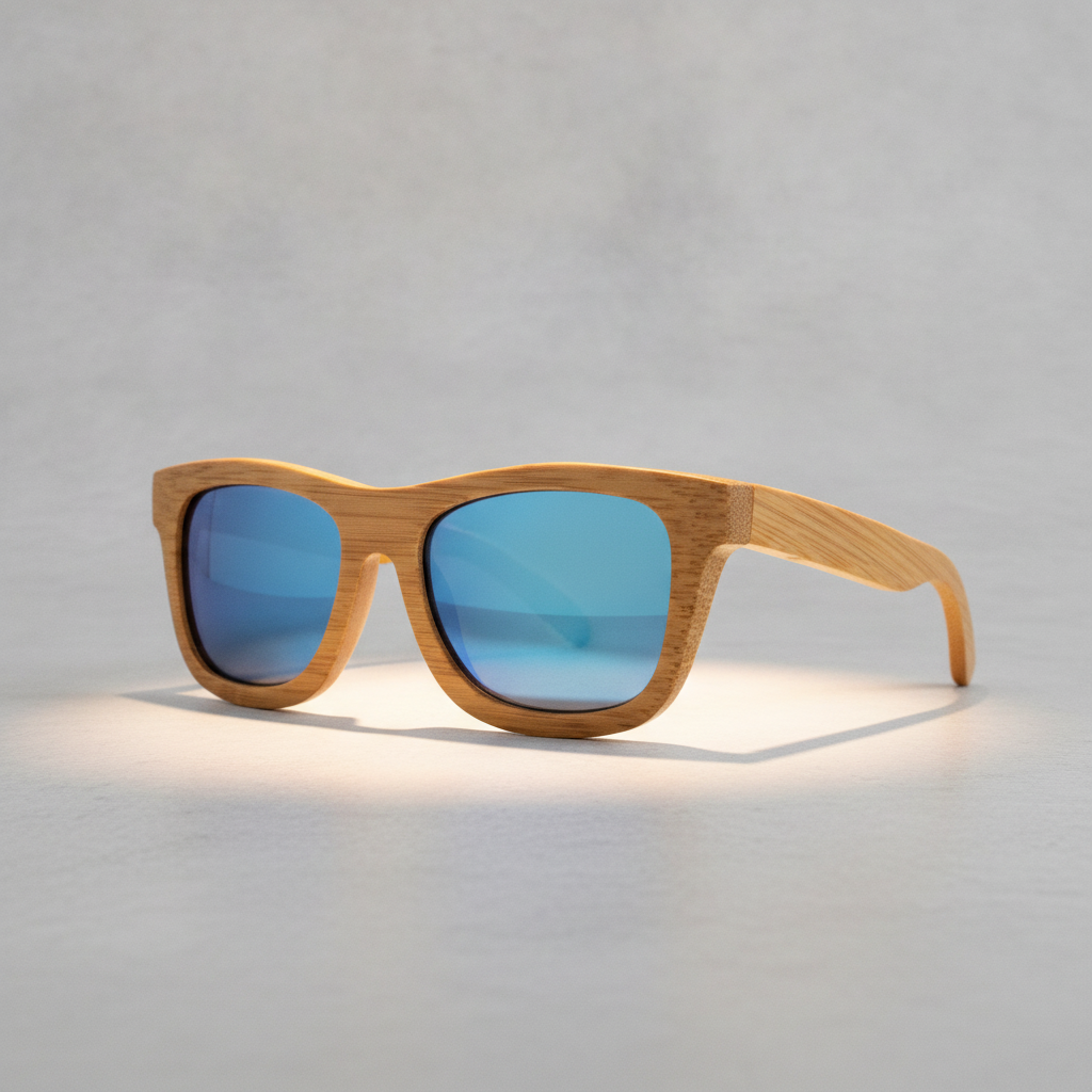 Retro Square Sunglasses UV400 Bamboo Brown Frame Mirrored Coated Multicolor Lenses
