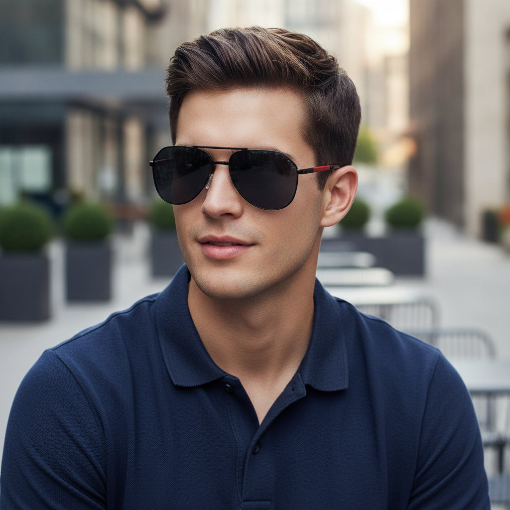 Polarized TAC Lens Folding Aviator Black Mirrored Sunglasses for Male Drivers and Women