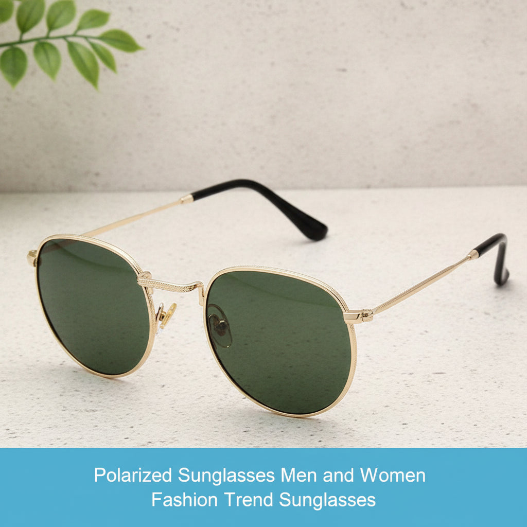 Vintage Gold Metal Frame Round Sunglasses with TAC Polarized Lenses for Men and Women