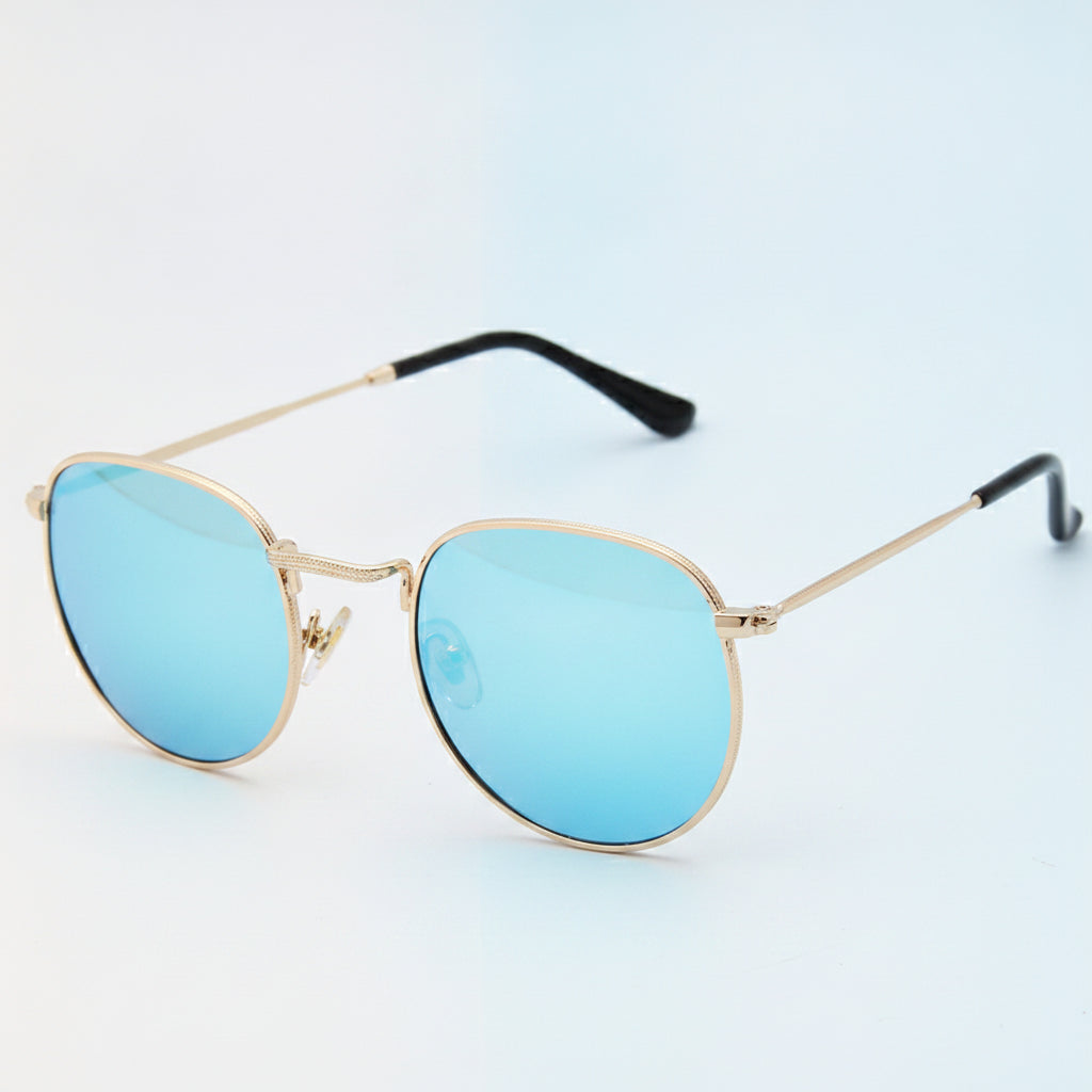 Vintage Gold Metal Frame Round Sunglasses with TAC Polarized Lenses for Men and Women