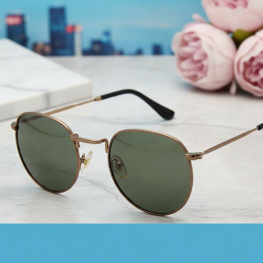 Vintage Gold Metal Frame Round Sunglasses with TAC Polarized Lenses for Men and Women