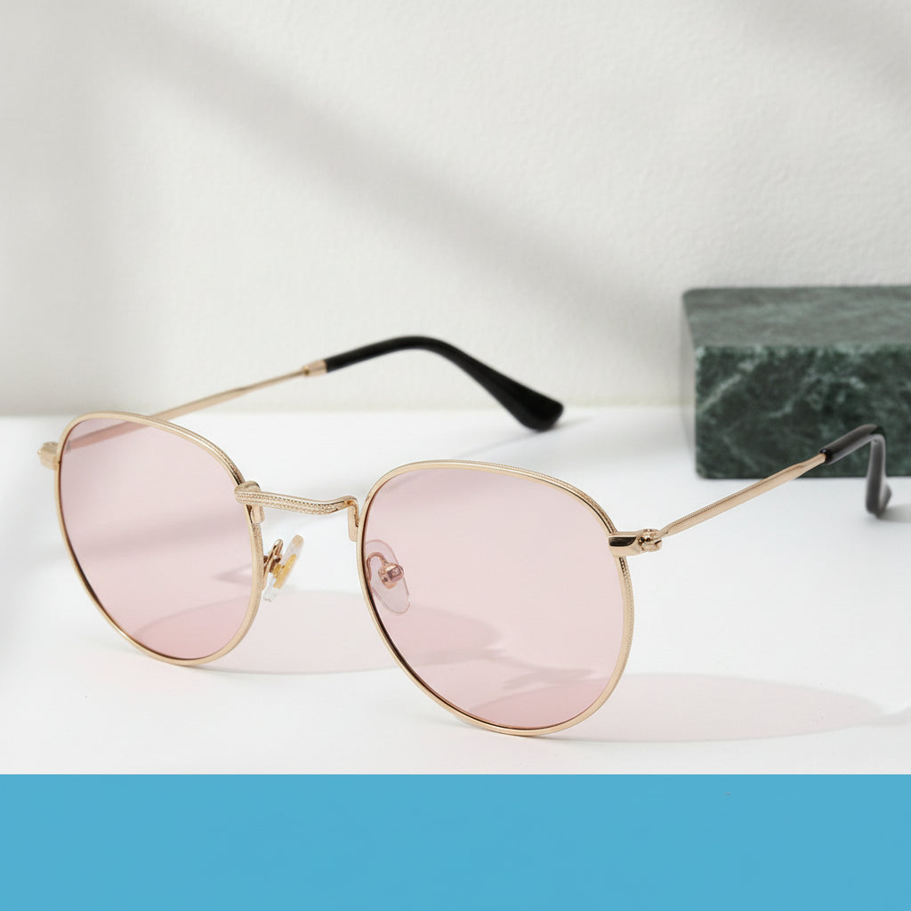 Vintage Gold Metal Frame Round Sunglasses with TAC Polarized Lenses for Men and Women