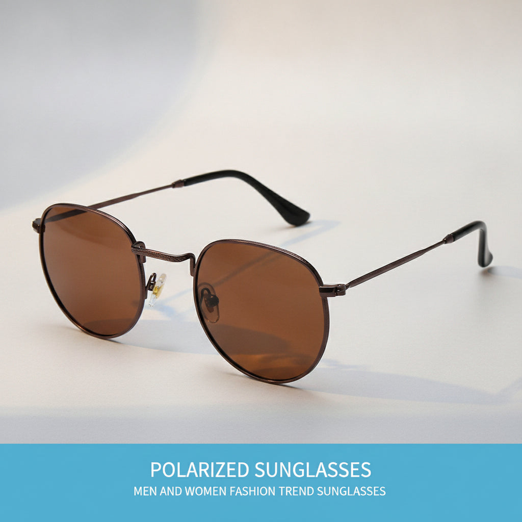 Vintage Gold Metal Frame Round Sunglasses with TAC Polarized Lenses for Men and Women