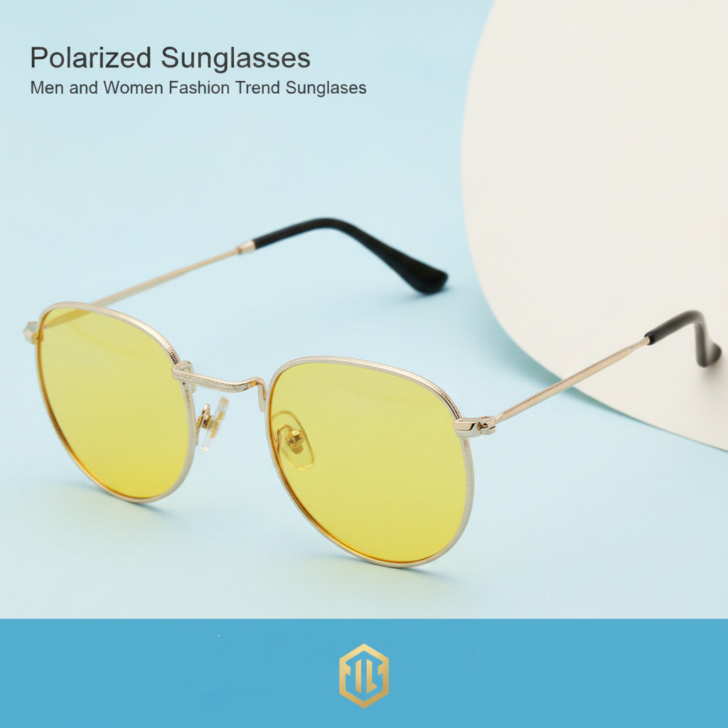 Vintage Gold Metal Frame Round Sunglasses with TAC Polarized Lenses for Men and Women