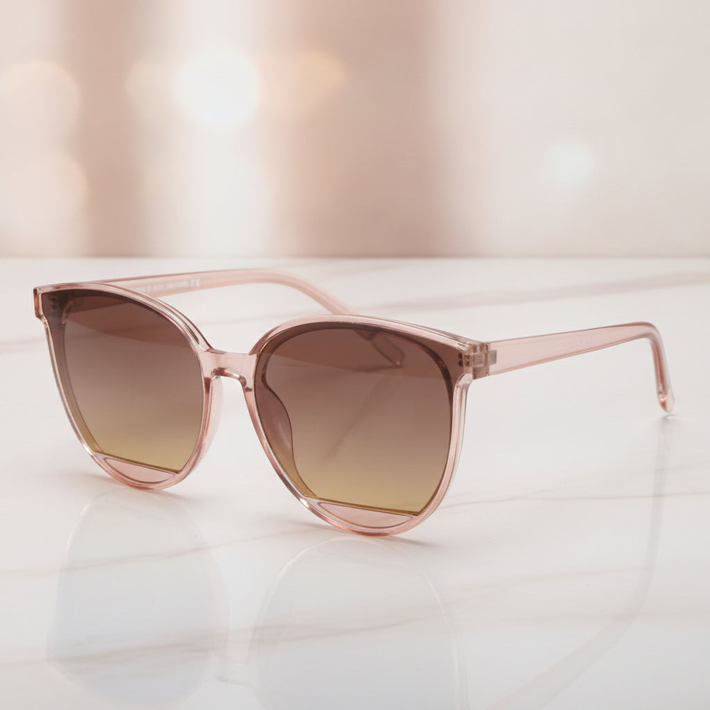 Adult Ladies Cat Eye Sunglasses with AC Lenses PC Frame for Personalized Universal Style, in Dusty Rose / Brown Gradient
