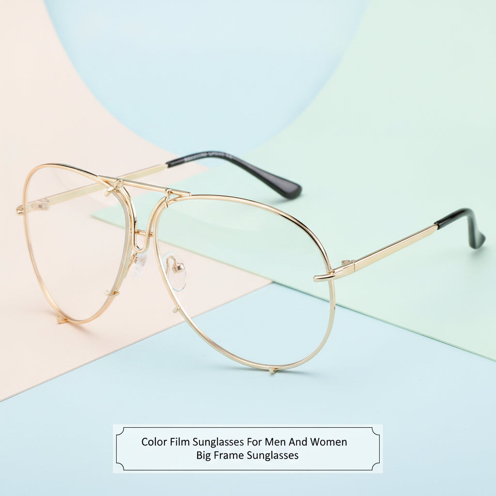 Aviator Oversized Metal Frame UV400 PC Lens Mirrored Sunglasses For Men And Women, in White