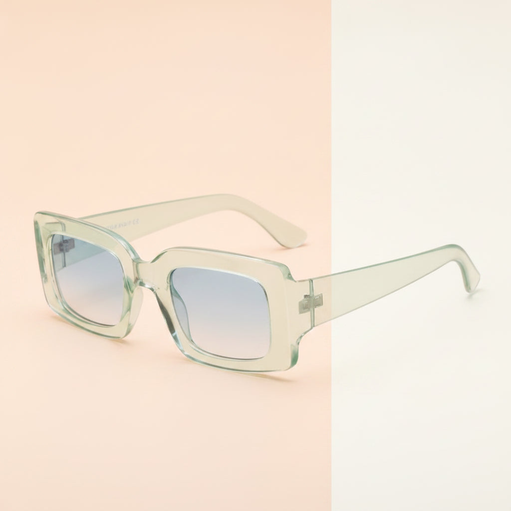 Oversized Rectangular Sunglasses UV400 Protection for Women Fashion Style, in Translucent