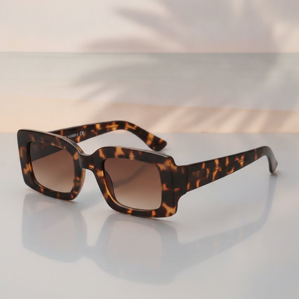 Oversized Rectangular Sunglasses UV400 Protection for Women Fashion Style, in Leopard