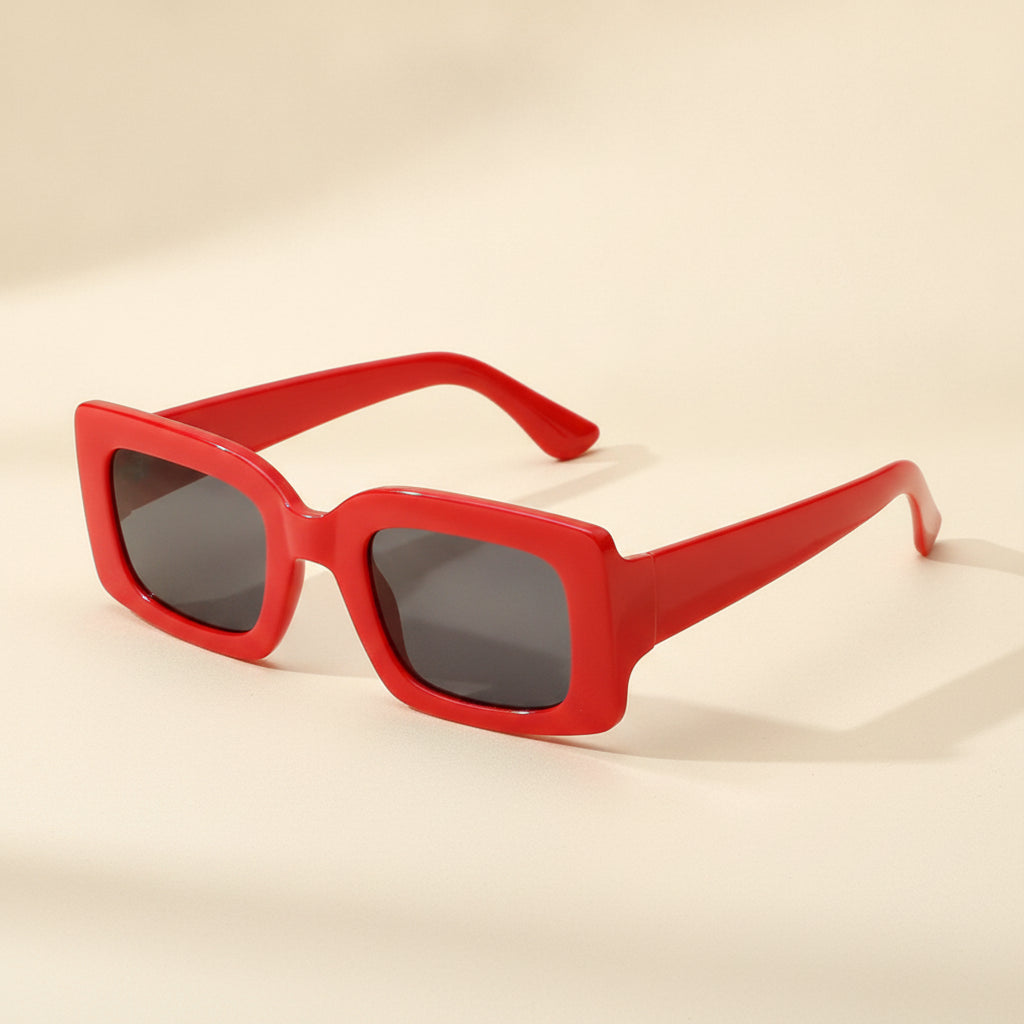Oversized Rectangular Sunglasses UV400 Protection for Women Fashion Style, in Red