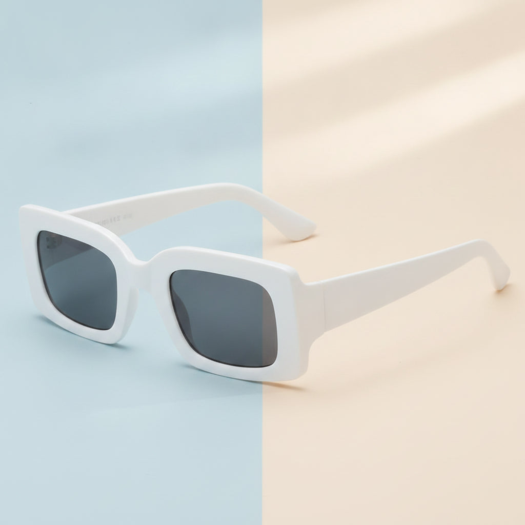Oversized Rectangular Sunglasses UV400 Protection for Women Fashion Style, in White