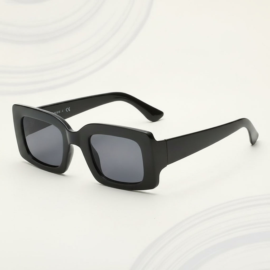Black Oversized Rectangular Sunglasses UV400 Protection for Women Fashion Style