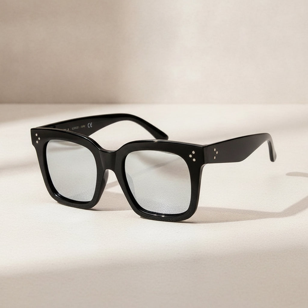 Oversized Square Sunglasses Vintage PC Frame UV400 Protection Universal, in Silver