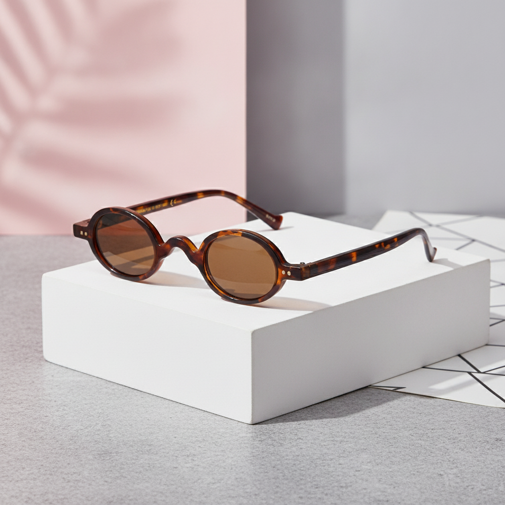 Women's Round Vintage Sunglasses with PC Frame and PC Lenses White Leopard Print, in Tortoise / Brown