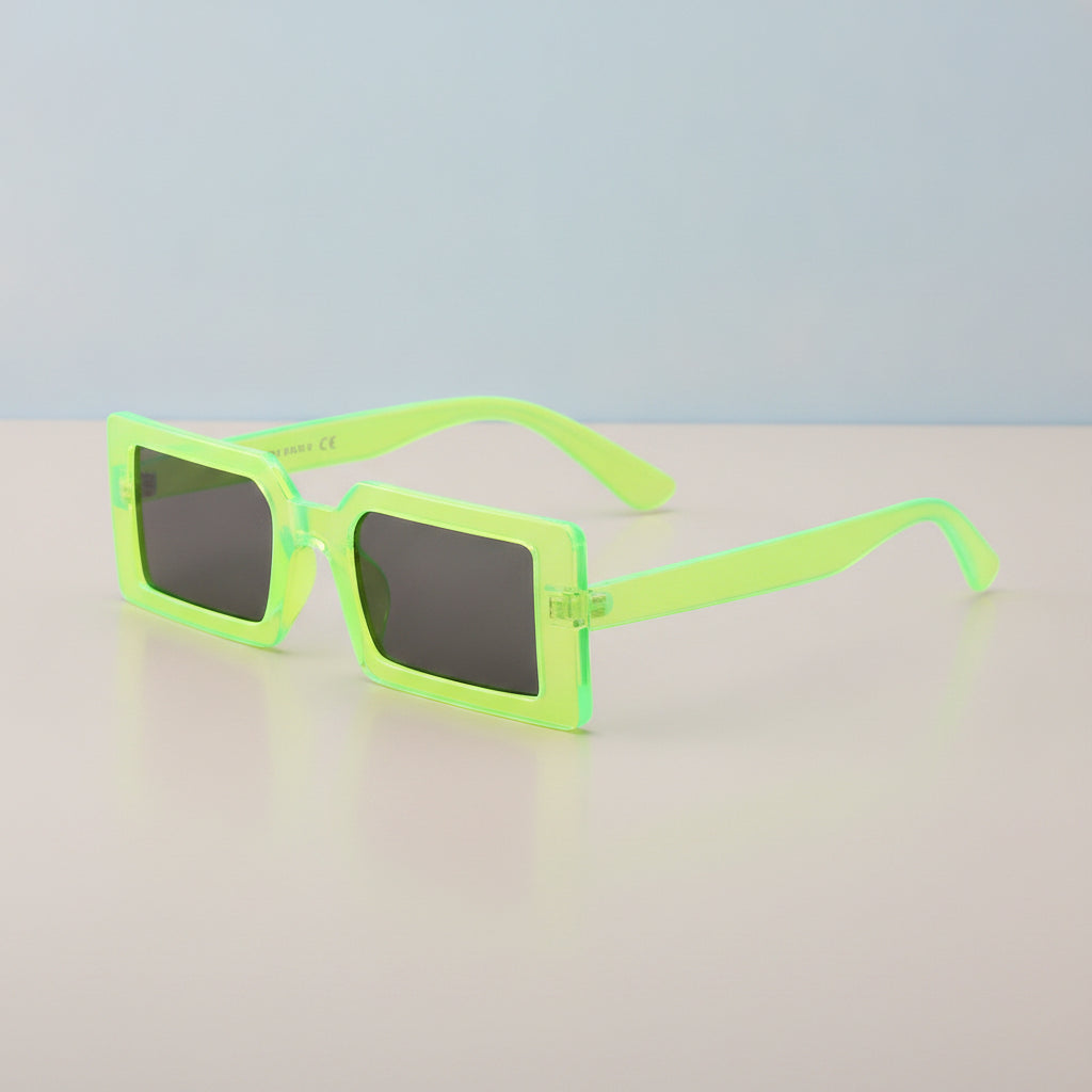 Oversized Rectangular Sunglasses for Women UV400 Protection AC Lenses PC Frame, in Fluorescent green
