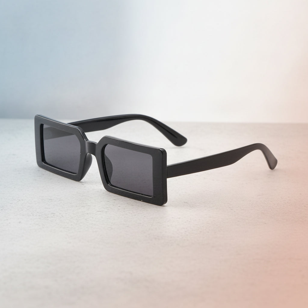 Oversized Rectangular Sunglasses for Women UV400 Protection AC Lenses PC Frame, in Black
