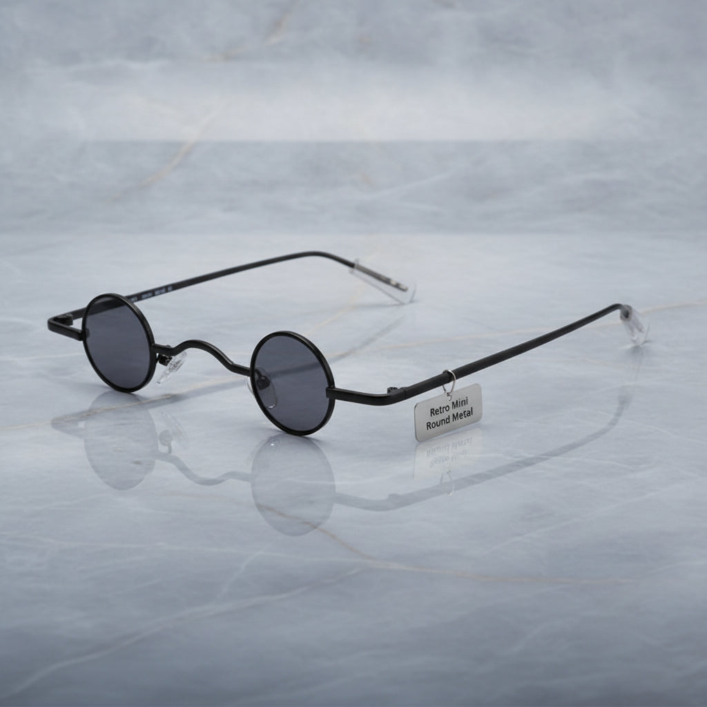 Retro Mini Round Metal Frame Men Sunglasses UV400 Polarized AC Lenses, in Gunmetal / Smoke