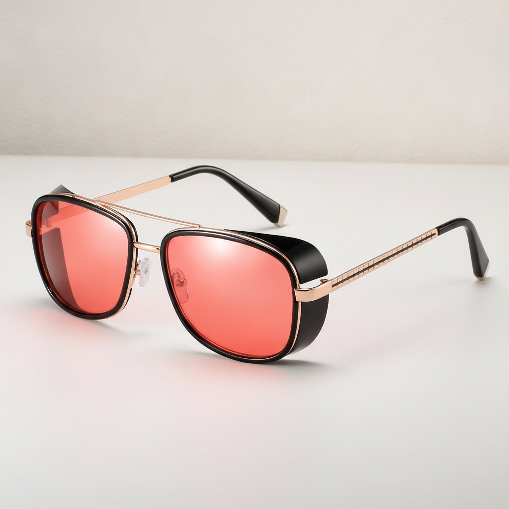 Aviator Sunglasses Mirrored Retro UV400 Protection PC Lenses Plastic Metal Frame For Men And Women, in Red