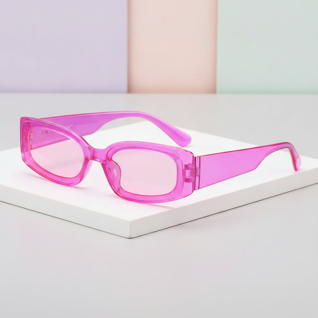 Women's Rectangular Vintage Party Sunglasses Concave Shape AC Lenses PC Frame, in Wine Red
