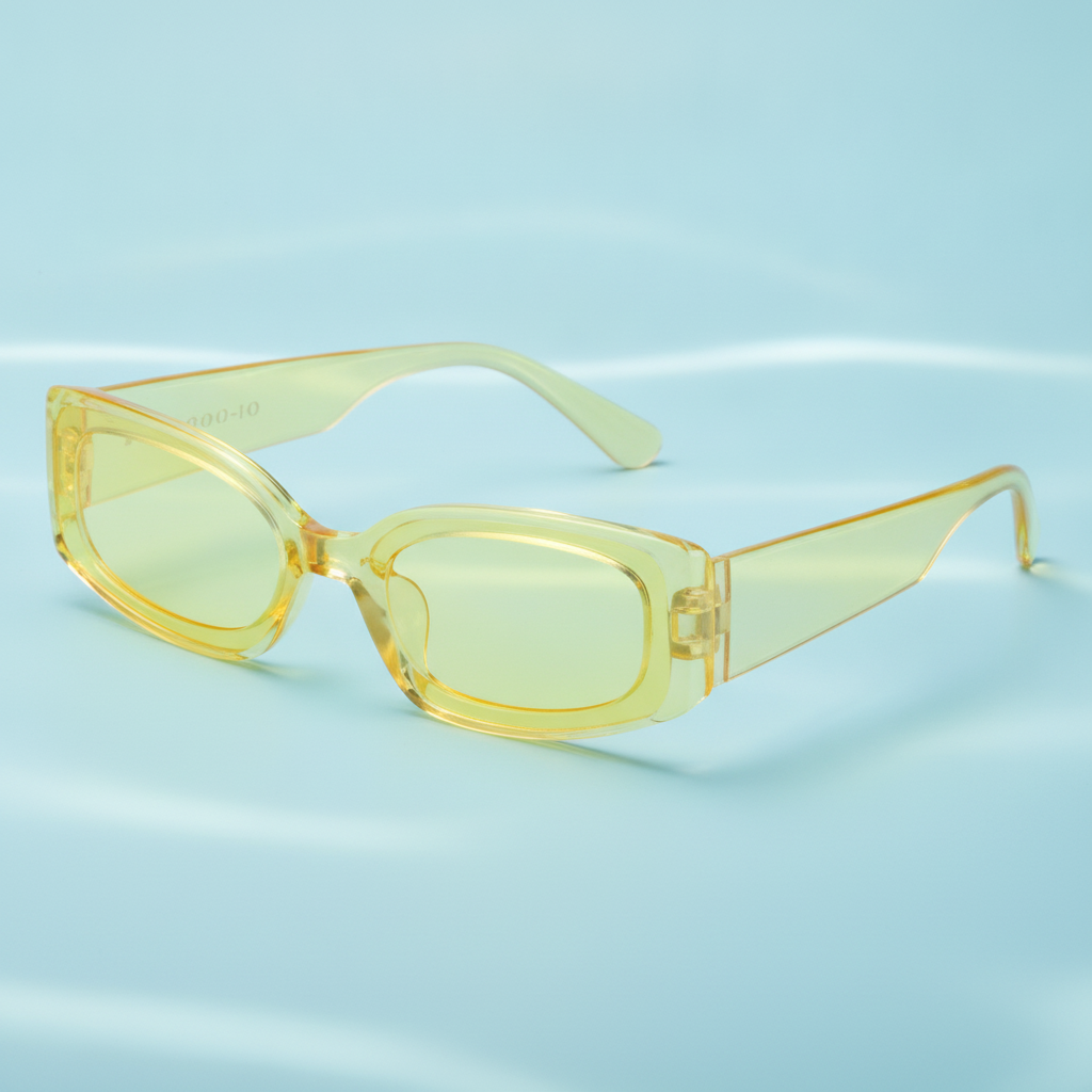 Women's Rectangular Vintage Party Sunglasses Concave Shape AC Lenses PC Frame, in Yellow