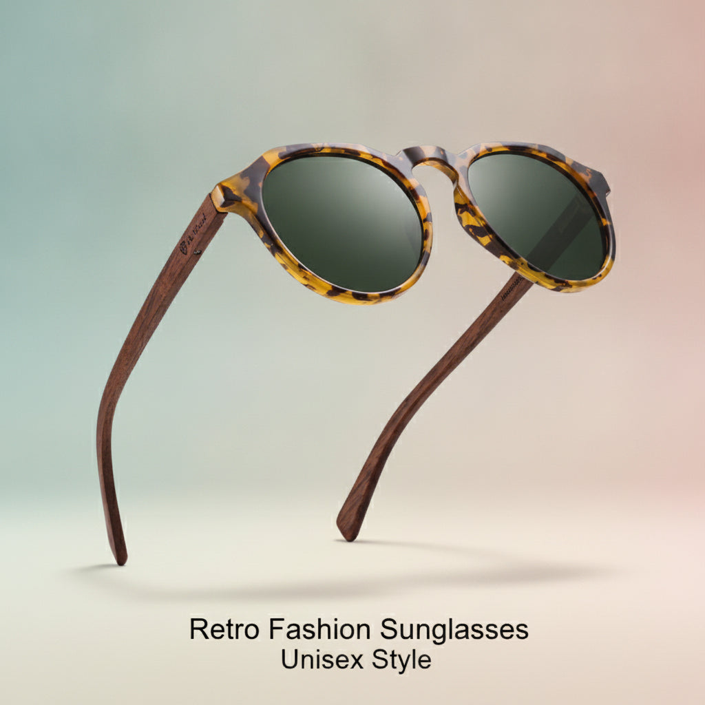 Retro Round Brown Tortoiseshell Polarized Sunglasses Men And Women UV400 Protection TAC PC Frame