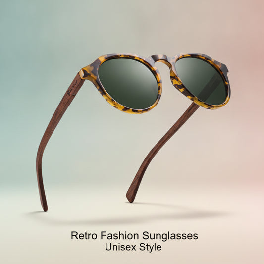 Retro Round Brown Tortoiseshell Polarized Sunglasses Men And Women UV400 Protection TAC PC Frame