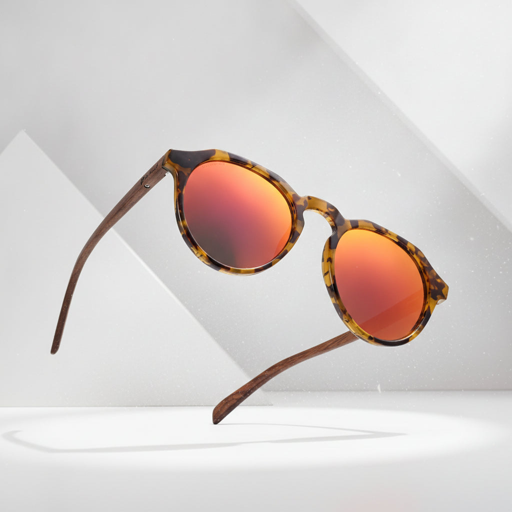 Retro Round Polarized Sunglasses Men And Women UV400 Protection TAC PC Frame, in Red