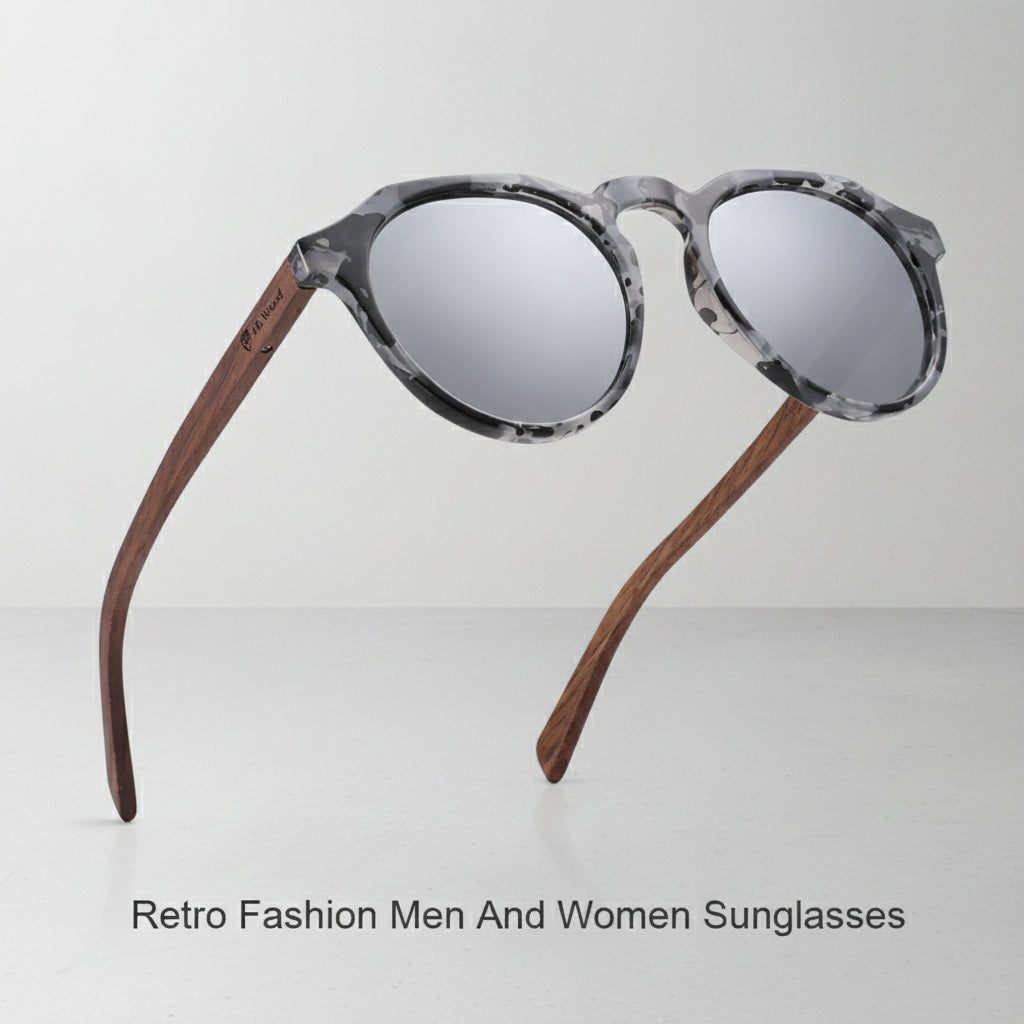 Retro Round Polarized Sunglasses Men And Women UV400 Protection TAC PC Frame, in Silver