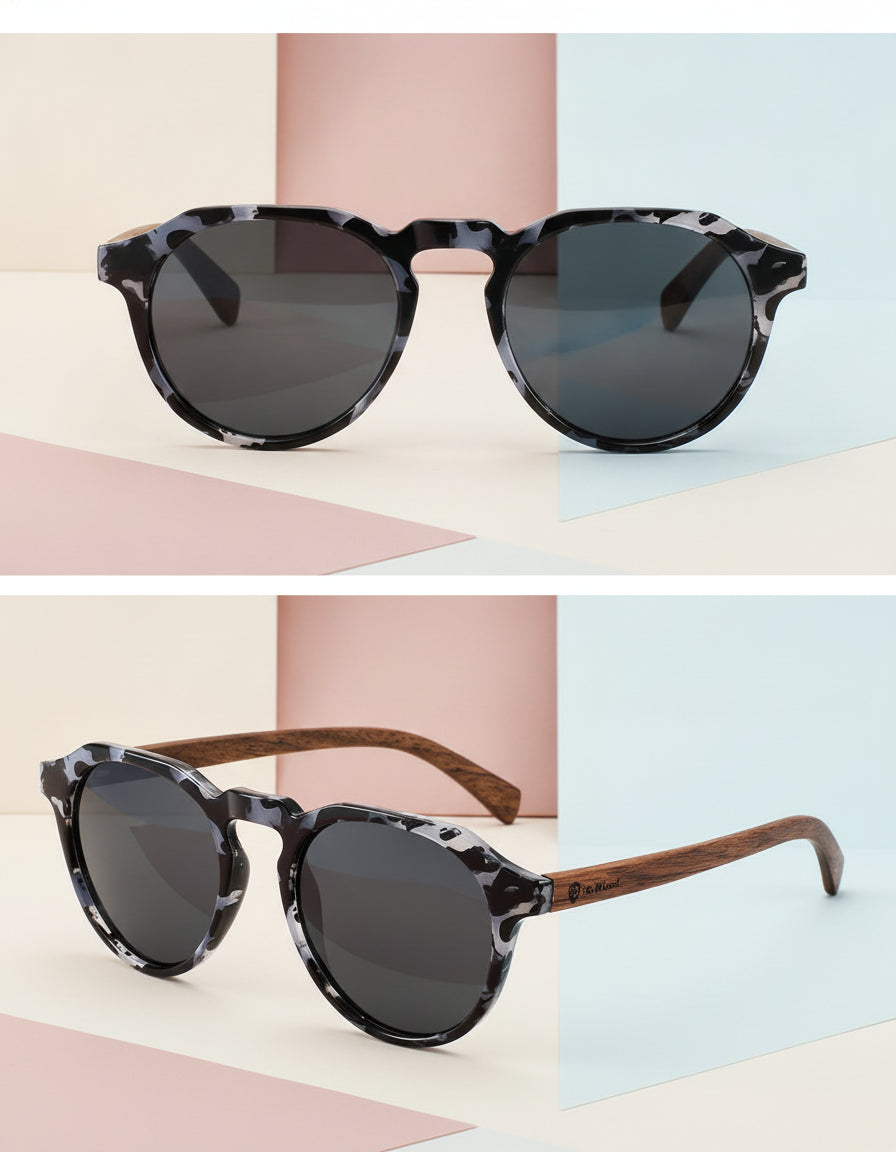 Retro Round Brown Tortoiseshell Polarized Sunglasses Men And Women UV400 Protection TAC PC Frame