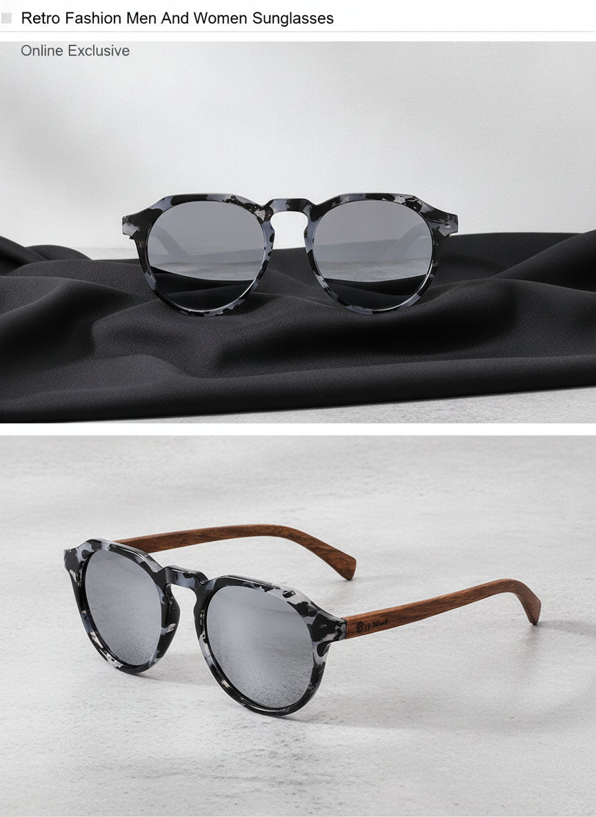 Retro Round Brown Tortoiseshell Polarized Sunglasses Men And Women UV400 Protection TAC PC Frame