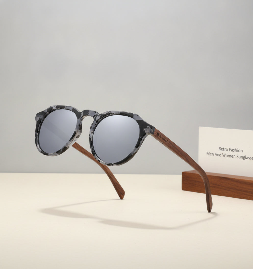 Retro Round Brown Tortoiseshell Polarized Sunglasses Men And Women UV400 Protection TAC PC Frame