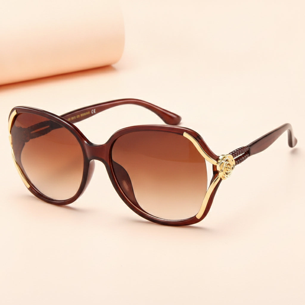 Womens Oval Oversized Sunglasses Gradient Black AC Lens PC Frame
