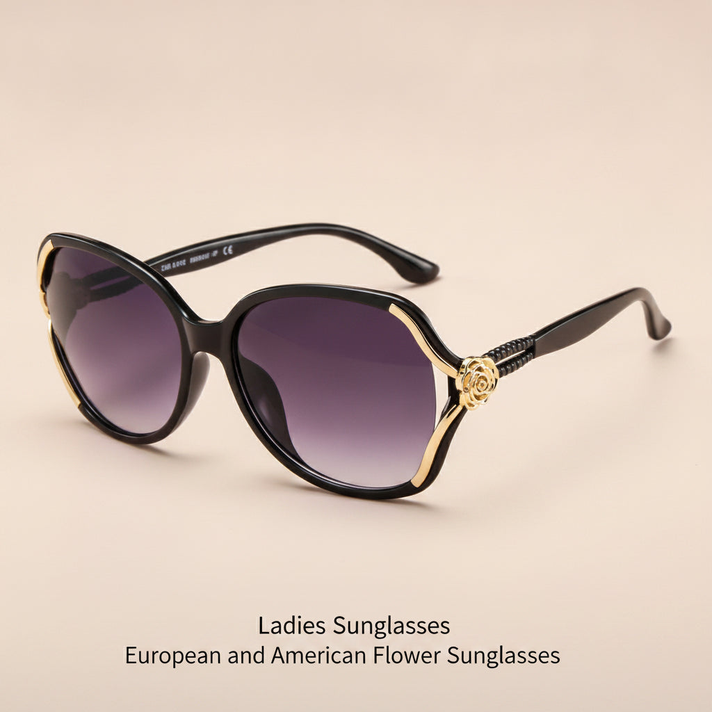 Womens Oval Oversized Sunglasses Gradient Black AC Lens PC Frame