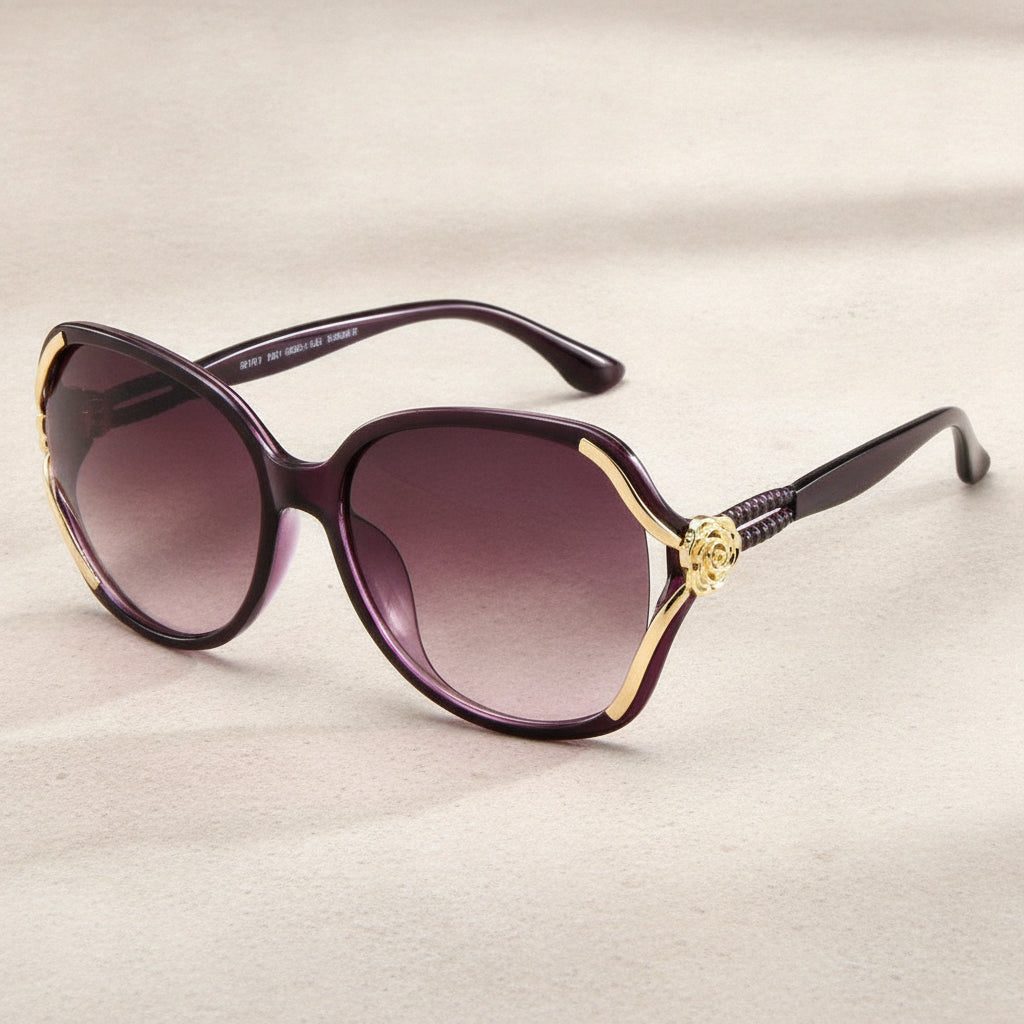 Womens Oval Oversized Sunglasses Gradient Black AC Lens PC Frame
