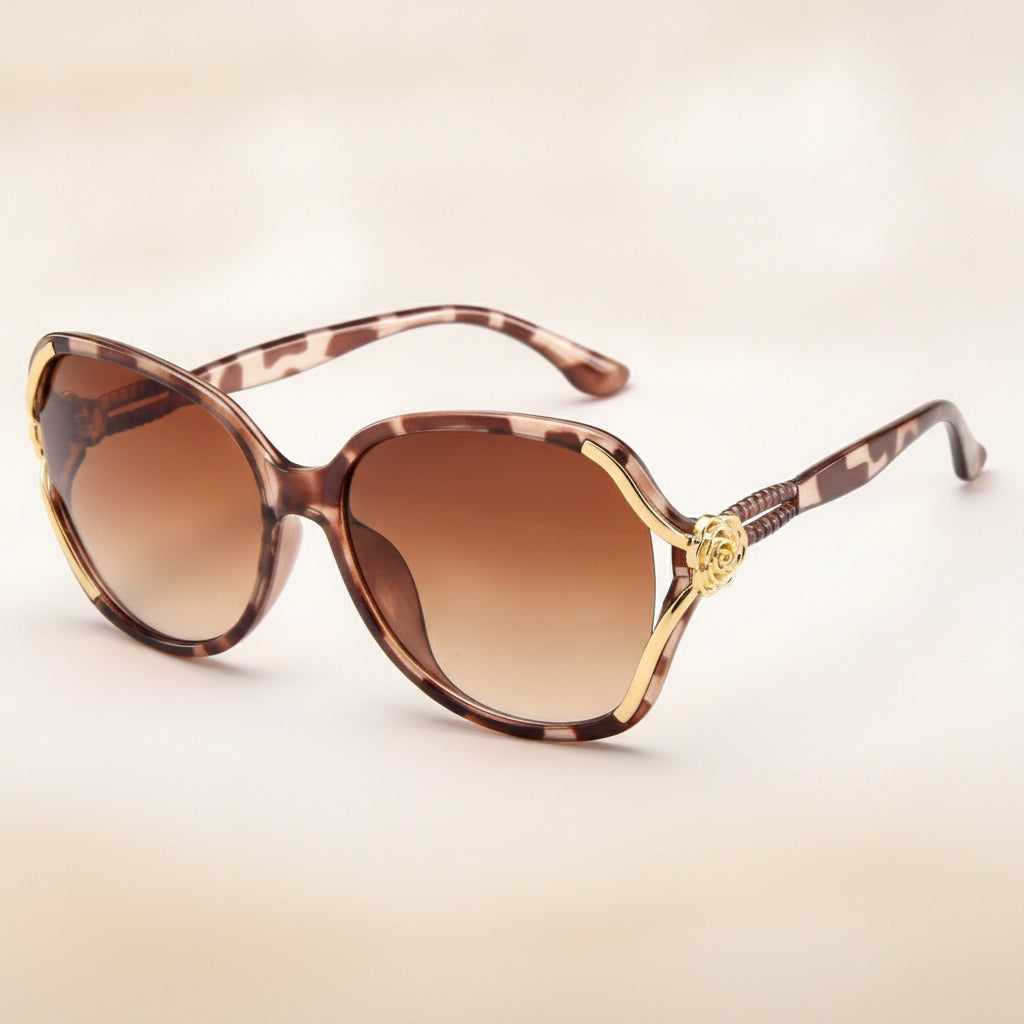 Womens Oval Oversized Sunglasses Gradient Black AC Lens PC Frame