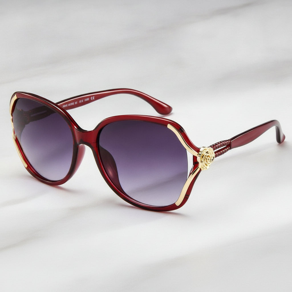 Womens Oval Oversized Sunglasses Gradient Black AC Lens PC Frame
