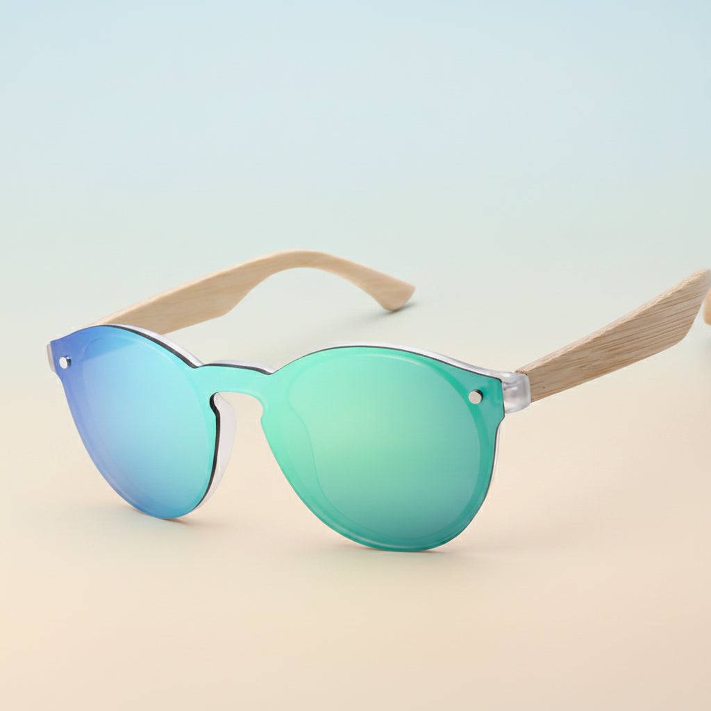 Black Plastic Frame Round UV400 PC Lens Color Film Vintage Fashion Retro Sunglasses for Men And Women, in Green mercury